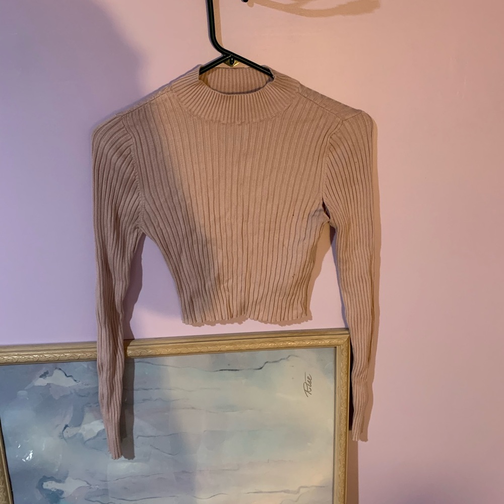 Pink turtle neck crop sweater